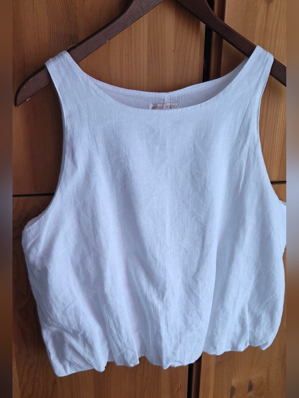 Spighe Di Lino White Linen & Cotton Cropped To Size Medium